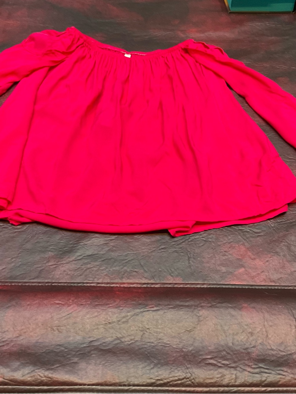 Elan Cold Shoulder Hot Pink Peasant Blouse NWT